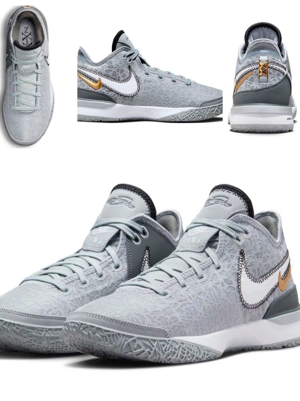 Nike Men’s Light Grey and Gold Athletic Shoes